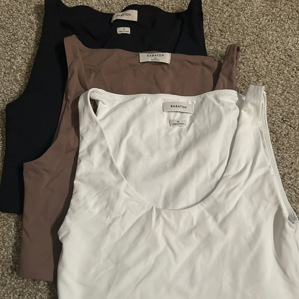 SOLD - Aritzia babaton contour crop Tank Tops - Black, Brown, and White
